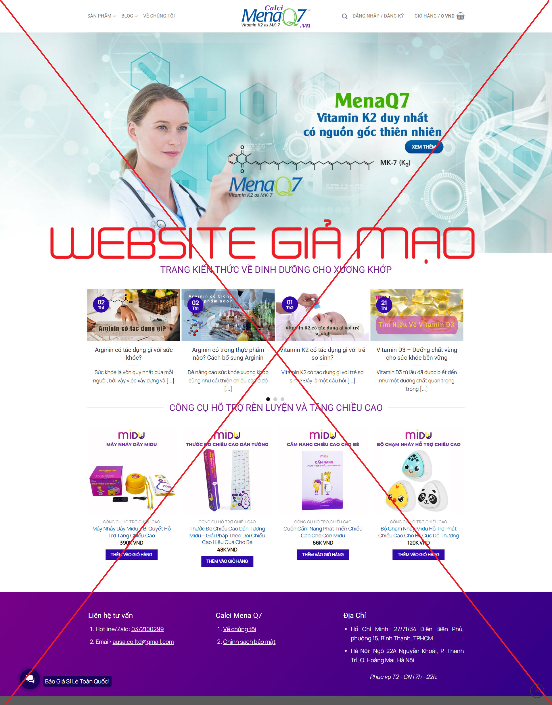 Website Gây Nhầm Lẫn Với Thương Hiệu MIDU MENAQ7
